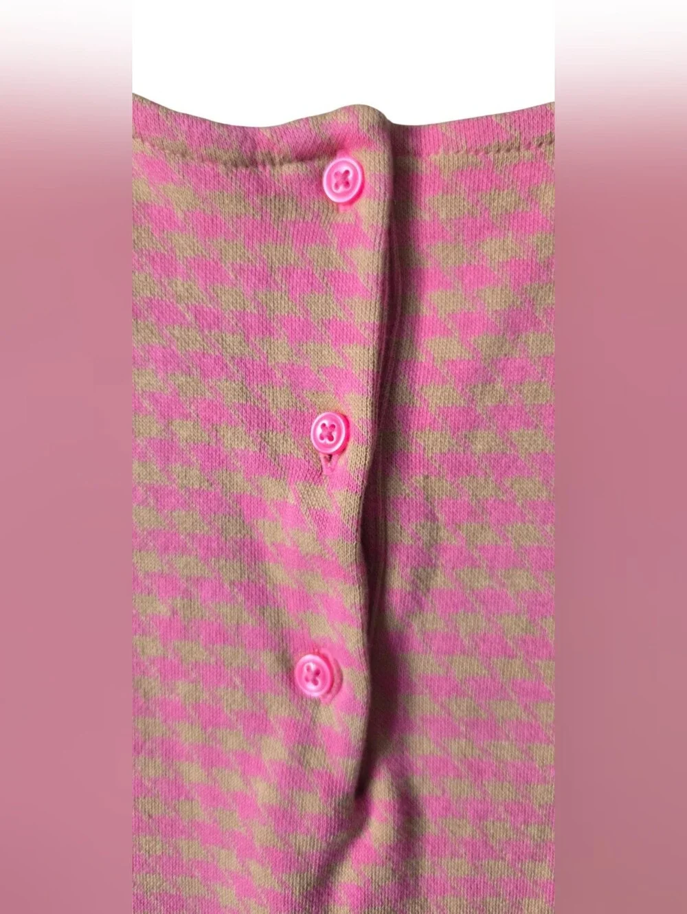 Janie and Jack Girls Siz 6 Dress Pink Gold Houndstooth Pleated Drop Waist Preppp